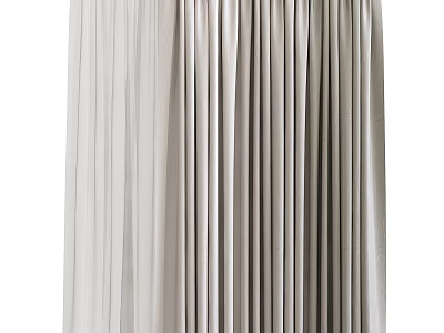 Elegant Light Beige And Gray Pleated Fabric Window Curtains With Soft Texture 3d model