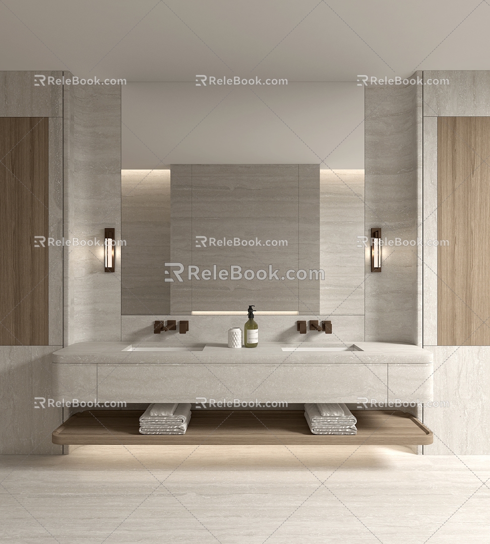 Toilet sink wall lamp towel faucet toilet 3d model