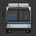 Modern City Bus With White Blue Exterior Large Windows And Roof Equipment