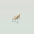 Modern Single Chair With Curved Wooden Slats Circular Cutout And Black Metal Legs