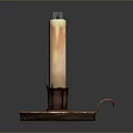 Decorative Copper Candle Holder With Lit Beige Candle And Tray Handle For Home Decor