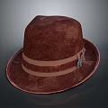 Elegant Brown Textured Hat With Classic Brown Band And Metal Buckle Decoration