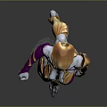 Sci Fi Female Character With Gold Purple Silver Armored Suit And Futuristic Design