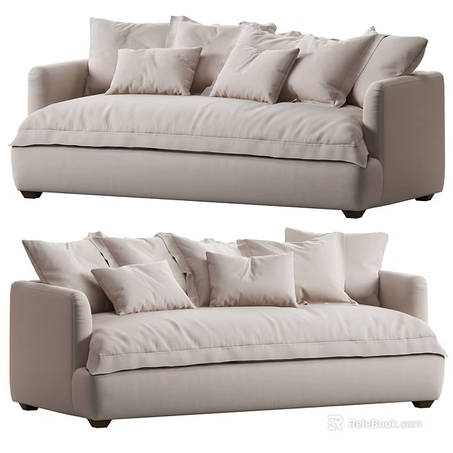 Light Colored Modern Sectional Sofa With Plush Cushions And Comfortable Design 3d model