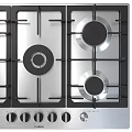Bosch Stainless Steel Gas Stove With 5 Burners And Control Knobs For Modern Kitchen Cooking