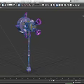 Ornate Pink Purple Hammer Weapon With Circular Patterns And Decorative Handle
