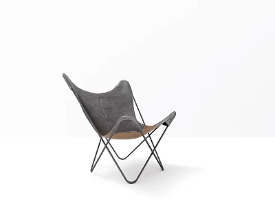 Modern Leather Lounge Chair With Sleek Metal Frame In Minimalist Setting 3d model