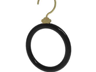 Stylish Black Circular Decorative Ring With Gold Hanging Hook Accessory 3d model