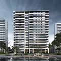 Modern High Rise Residential Building With Glass Windows And Balconies