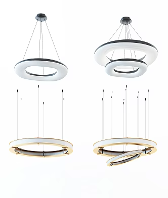 Modern chandelier fashion simple metal chandelier combination 3d model
