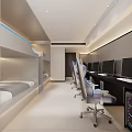 Modern Hotel Room With Bunk Beds Four Beds White Design Staircase Built In Lighting Strips