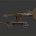 Ancient Mechanical Warfare Equipment with Wooden Base Metal Components and Rotating Spear Arms