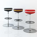 Modern Bar Stools With Round Black Brown Red Seats Metal Frame And Round Base