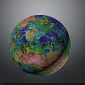Vibrant Colored Sphere With Glossy Surface And Multicolored Textured Patterns On Dark Background