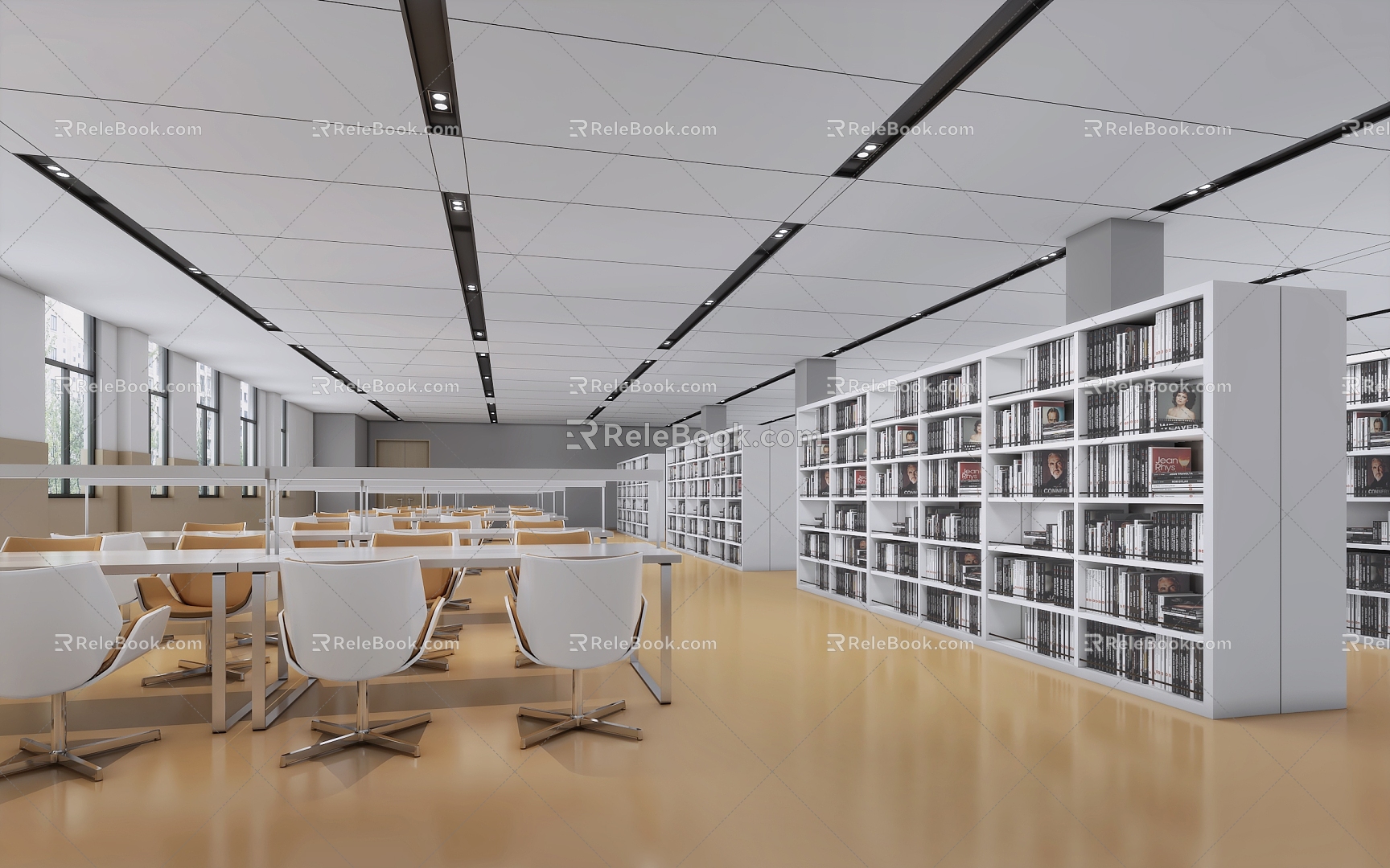 modern library 3d model