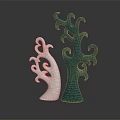 Modern Decorative Ornament Set With Textured White and Teal Curved Branch Inspired Sculptural Designs