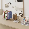 Colorful and Brown Folders Organized in Metal File Holders on Desk with Stationery Tray