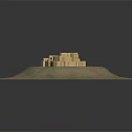Ancient Fortress With Stone Brick Walls Towers And Arches On Green Grass Ground