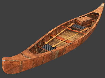 Classic Handcrafted Wooden Boat Featuring Rustic Hull And Interior Storage Compartments 3d model