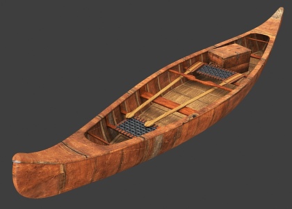 Canoe Small Fishing Boat Wooden Canoe Small Fishing Boat Wooden Canoe Small Fishing Boat 3d model