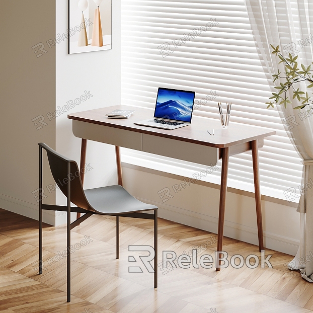 Nordic Desk Chair Wooden Desk Chair Combination model