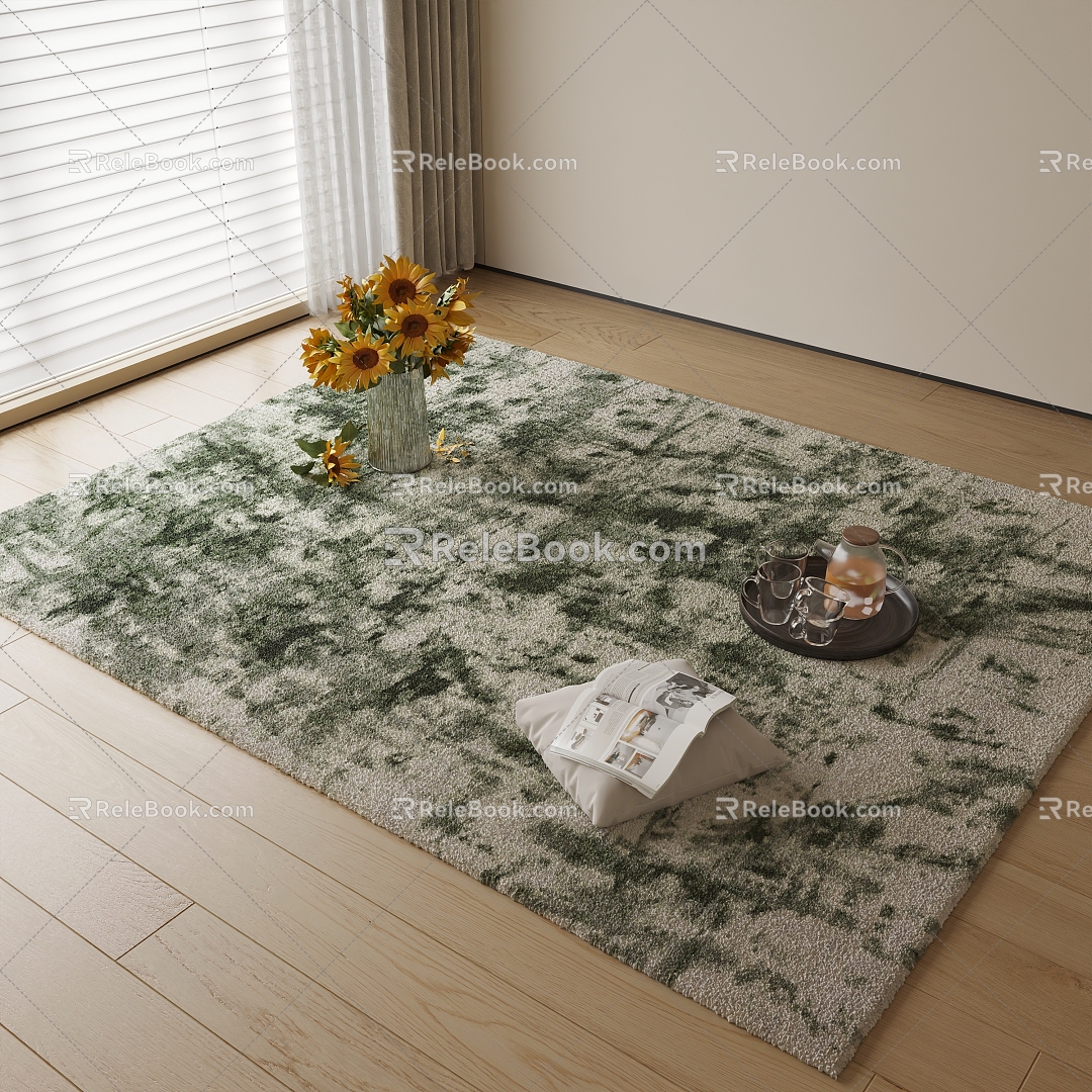 Modern Carpet Decoration Ornaments Green Plant 3d model