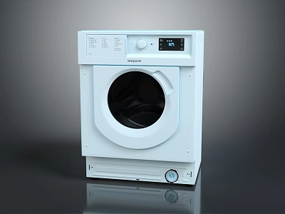 Haier White Front Load Washing Machine With Control Panel And Digital 3d model