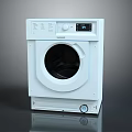 Haier White Front Load Washing Machine With Control Panel And Digital 3d model