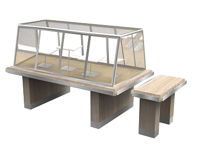 Modern Glass Door Showcase Shelf With Wooden Base And Retail Product Display Space 3d model