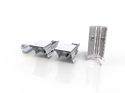Silver Industrial Metal Components With Cylindrical Structure And Base Brackets 3d model