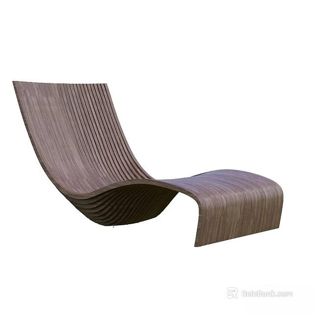 Stylish Modern Wooden Curved Lounge Chair with Smooth Lines as Architectural Component 3d model 