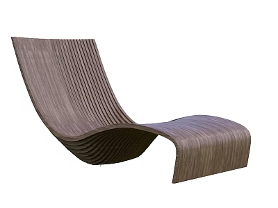 Stylish Modern Wooden Curved Lounge Chair with Smooth Lines as Architectural Component 3d model