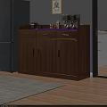 Wooden Entryway Cabinet Sideboard With Drawers And Coffee Machine On Top