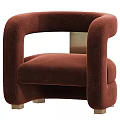 Elegant Modern Velvet Burgundy Armchair With Curved Arms And Brass Metal Frame Design