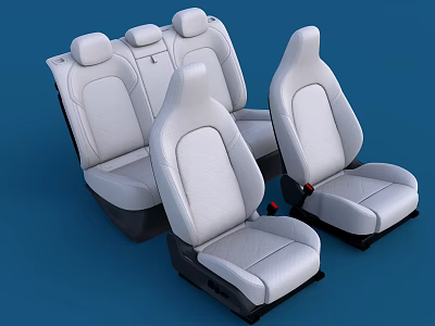 White Leather Car Seats For Automotive Interior With Multiple Seats Design 3d model