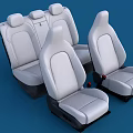 White Leather Car Seats For Automotive Interior With Multiple Seats Design