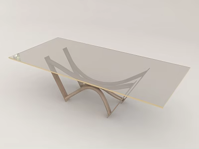 Modern Sleek Conference Table With Glass Top And Unique Metal Base 3d model