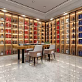 Tobacco and Alcohol Store Interior With Shelves Counter Green Plant Decoration And Bright Lighting