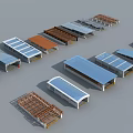 Various Roof Structures with Different Colors and Metal Frame Designs 3d model