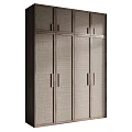 Modern Multi Door Wardrobe Design With Wooden Frame And Woven Panels