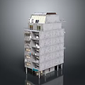 Future Architecture Multi Story Building With Gray Exterior Balconies Air Conditioning Units And Solar Roof