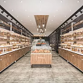 Bright Dessert Shop Interior With Glass Display Cases And Wooden Shelves For Fresh Pastries