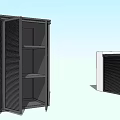 Architectural Component Featuring Louvered Doors Internal Shelves And Open Closed States 3d model