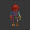 Red Cartoon Robot With Red Helmet And Yellow Eyes In Playful Toy Design