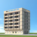 Modern Multi Storey Residential Building Exterior With Windows Green Lawn And Blue Sky