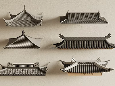 Traditional Chinese Roof Components With Various Eave Designs And Tile Structures 3d model