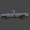 Old Green Worn Out Truck With Rust Peeling Paint Single Cab Front Grille Headlights