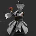 Game Movie Character In Robe With Tall Hat And Scroll Details Holding Staff And Book