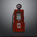 Vintage Red Gas Pump With Retro Design Analog Display And Fuel Hose