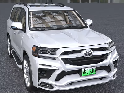 White Toyota SUV Featuring Modern Front Grille Headlights And Green License Plate 3d model